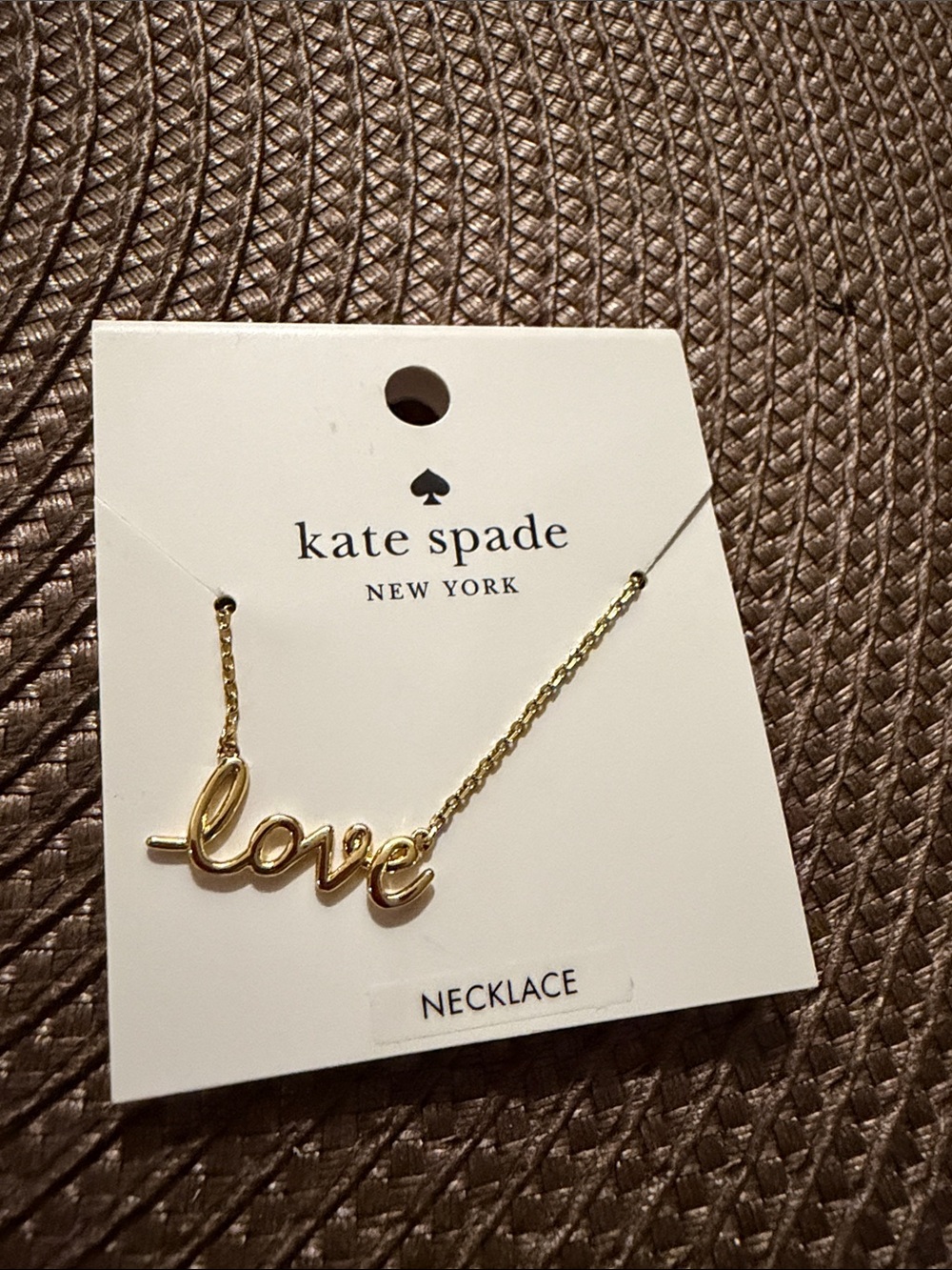 kate spade gold-tone 'love' script pendant necklace